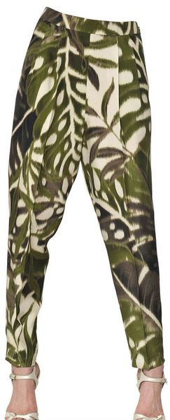 Giambattista Valli Jungle Printed Silk Shantung Trousers - Lyst
