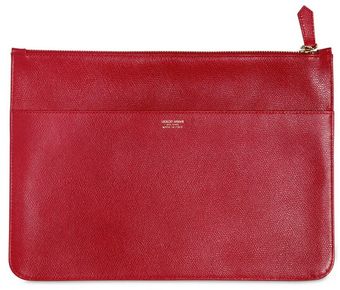 Giorgio Armani Large Textured Leather Pouch - Lyst