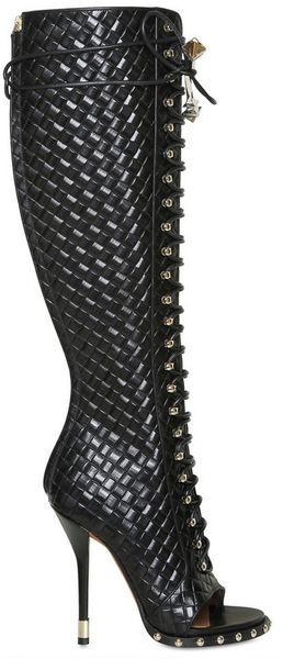 Givenchy 115mm Printed Weave Open Toe Boots - Lyst