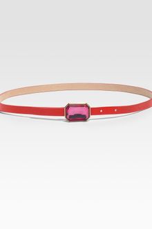Kate Spade Patent Leather Jewel Buckle Belt - Lyst