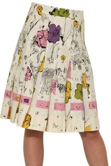 Marni Printed Cotton Poplin Pleated Skirt - Lyst