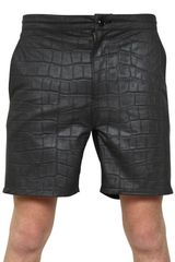 Miharayasuhiro Crocodile Leather Effect Cloth Shorts