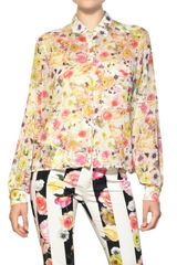 MSGM Flower Print Techno Georgette Shirt