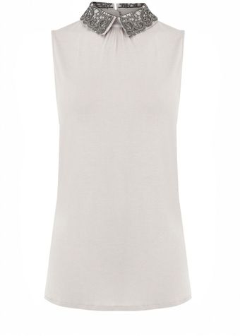 Oasis Lace Collar Sleeveless - Lyst