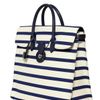 Ralph Lauren Rickie Striped Canvas and Leather Tote in White (white/navy) - Lyst