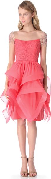 Reem Acra Ruffled Organza Dress - Lyst