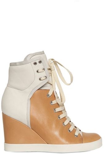 See By Chloé 85mm Nubuk Two Tone Sneaker Wedges - Lyst