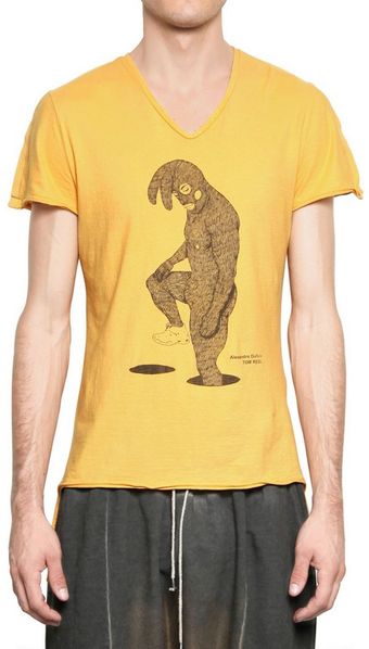Tom Rebl Raw Cut Bunny Printed Jersey Tshirt - Lyst
