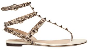 Valentino 10mm Rockstud Painted Snakeskin Flats - Lyst