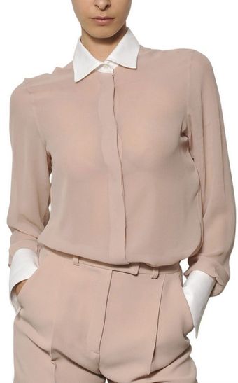 Valentino Cotton Piqué On Silk Georgette Shirt - Lyst