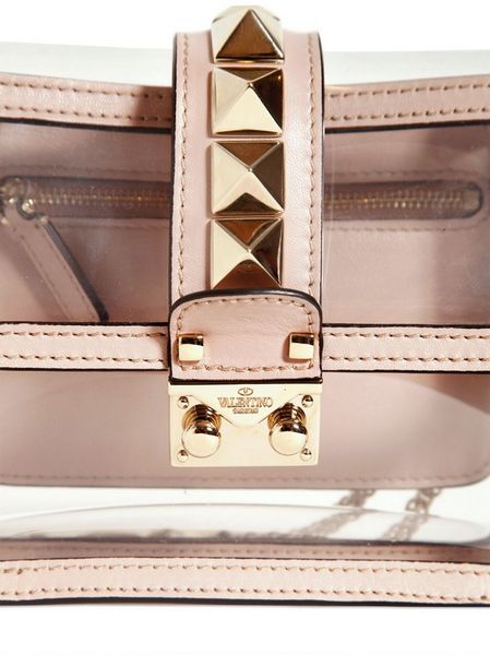 Valentino Naked Rockstud Bag In Transparent Pvc And Pale Pink Napa