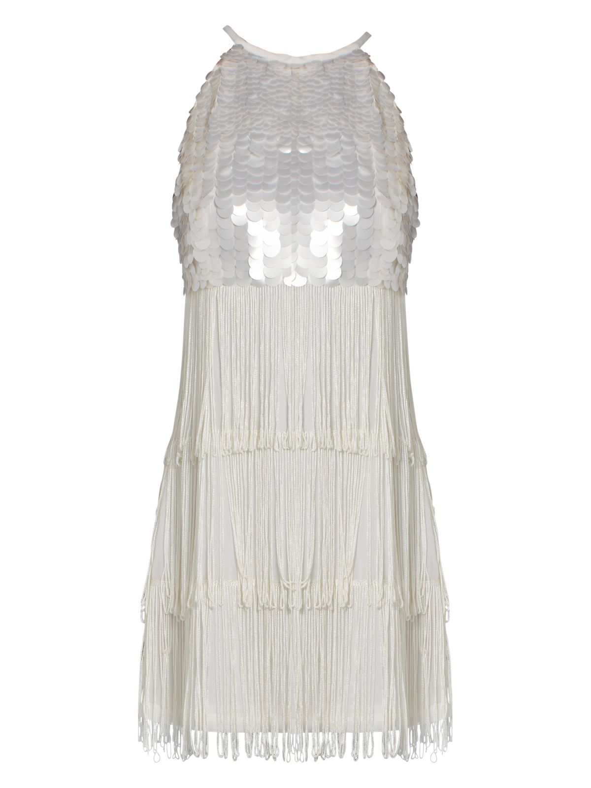 Jane Norman Sequin Tassel Dress in White (cream)