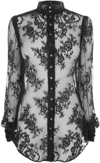 McQ by Alexander McQueen Black Flower Lace Shirt - Lyst
