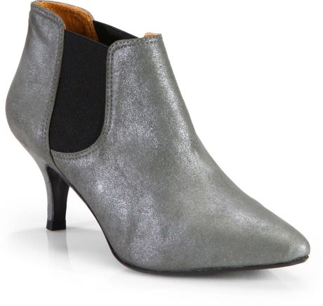 gray low heel booties
