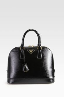 Prada Saffiano Vernice Bugatti Top Handle Bag - Lyst
