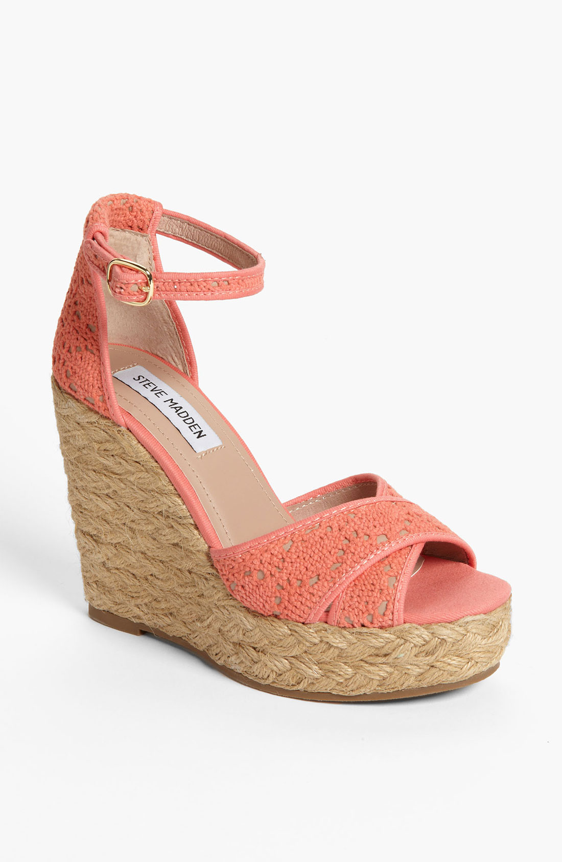 Steve Madden Espadrille Wedge in Pink (coral) | Lyst