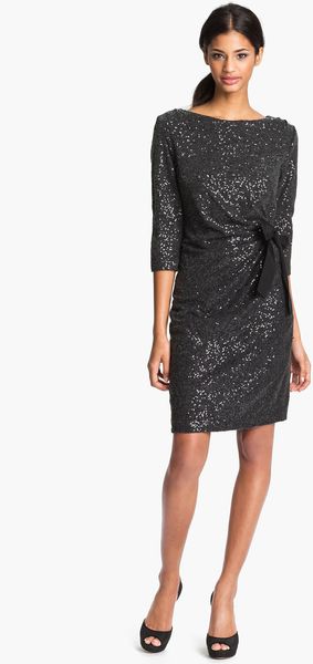 Taylor Dresses Side Tie Sequin Sweater Dress - Lyst