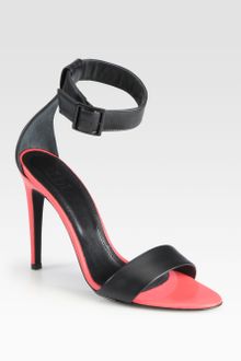 Tibi Carine Leather Ankle Strap Sandals - Lyst