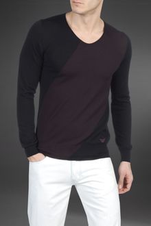 Emporio Armani Sweater with Contrasting Band - Lyst