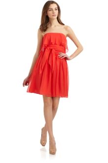 Halston Heritage Silk Chiffon Strapless Cocktail Dress - Lyst