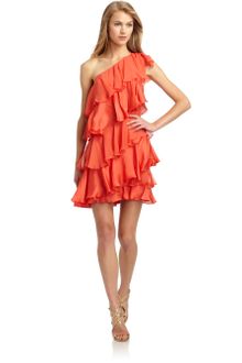 Halston Heritage Silk Chiffon Tiered Ruffle Cocktail Dress - Lyst