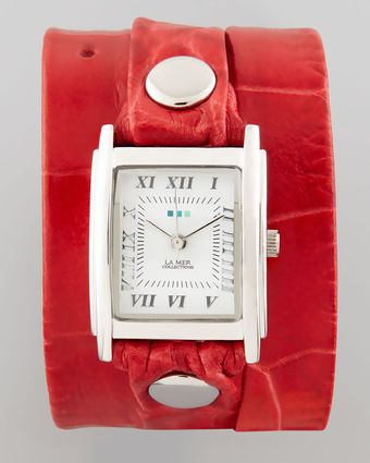 La Mer Collections Crocembossed Wrap Rectangle Watch - Lyst