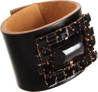 Marni Leather Cuff with Rectangular Jewel Embellishment - Lyst