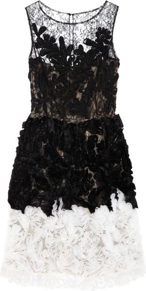 Oscar de la Renta Chantilly Lace and Organza Dress - Lyst