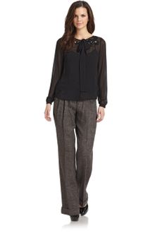 Robert Rodriguez Wool Linen Tweed Wide Leg Trousers - Lyst