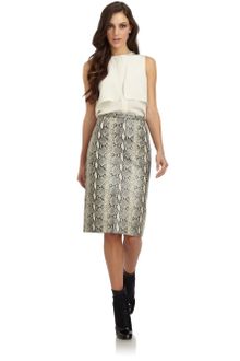 Tibi Snakeskin Embossed Leather Pencil Skirt - Lyst