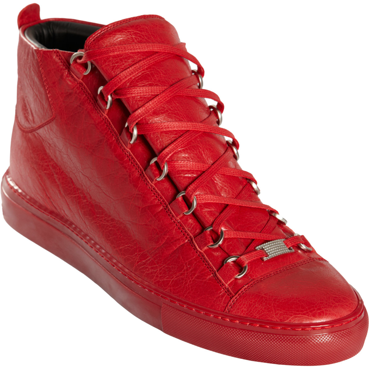 Balenciaga Arena Leather High Top Sneakers in Red for Men
