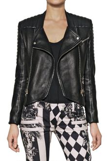 Balmain Nappa Leather Biker Jacket - Lyst
