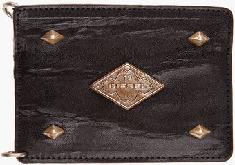 Diesel Black Leather Aron Card Holder - Lyst