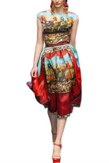 Dolce & Gabbana Puppets Printed Silk Organza Dress - Lyst