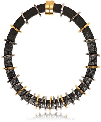 Fendi Leather Brass Details Necklace - Lyst