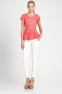 Madison Marcus Lace Peplum Top - Lyst