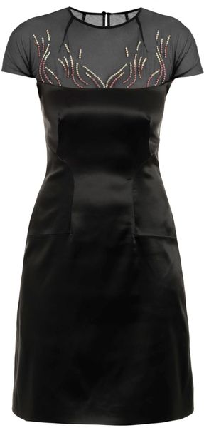 Marios Schwab Embroidered Stretchsatin Dress - Lyst