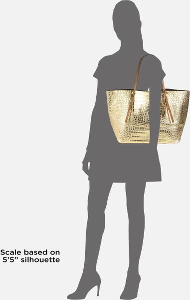 Michael Kors Ew Metallic Crocodile Embossed Leather Tote in Gold - Lyst