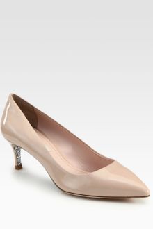 Miu Miu Patent Leather Glitter Heel Pumps - Lyst