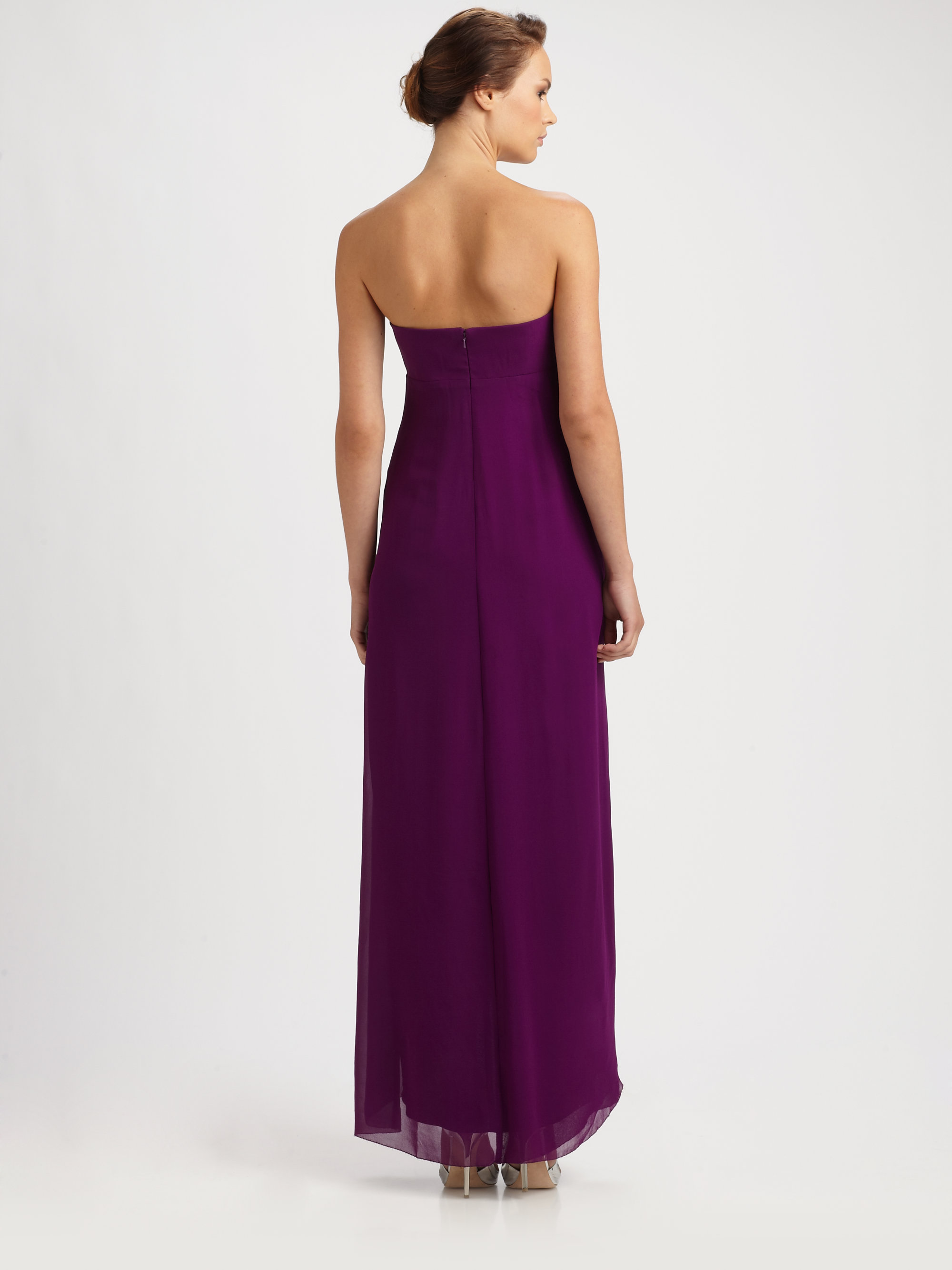strapless silk gown