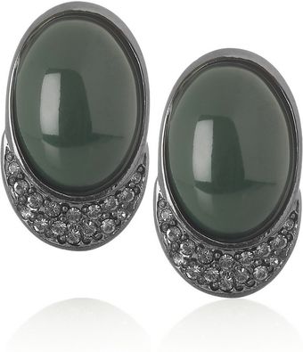 Oscar de la Renta Crystalembellished Gunmetaltone and Resin Clip Earrings - Lyst