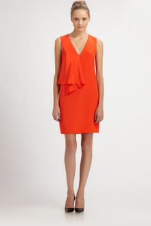 Tibi Drape Front Silk Dress - Lyst