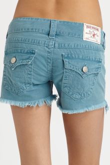 True Religion Keira Frayed Denim Shorts - Lyst