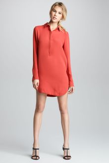 Vince Long Sleeve Silk Shirt Dress - Lyst
