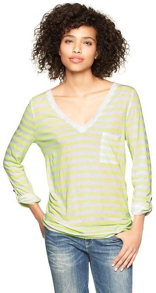 Gap Striped Rollcuff Top - Lyst