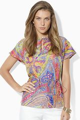 Lauren by Ralph Lauren Short Sleeve Silk Top
