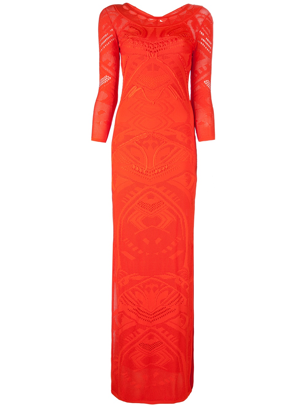 Roberto Cavalli Long Knit Dress in Red (orange) | Lyst
