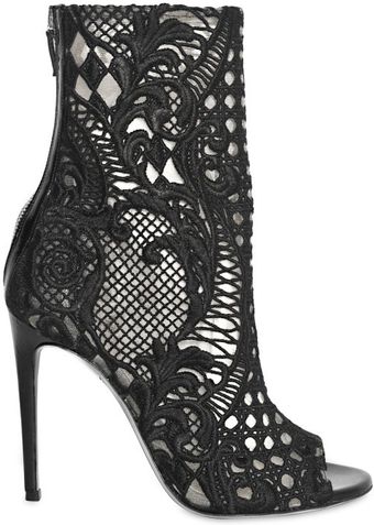 Balmain 110mm Guipure Lace Open Toe Boots - Lyst