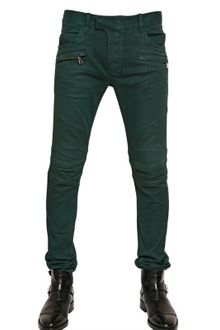 Balmain  Stretch Denim Biker Jeans - Lyst