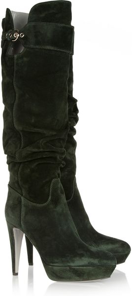 Sergio Rossi Suede Knee Boots - Lyst